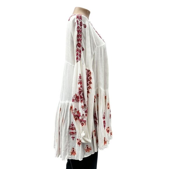 Free People Ariana Peasant Boho Tunic Top Embroidered Flowy V-Neck Women XS - Picture 6 of 16